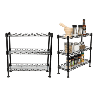 Organizador para Especias Shelves, Negro, de Tres niveles X2