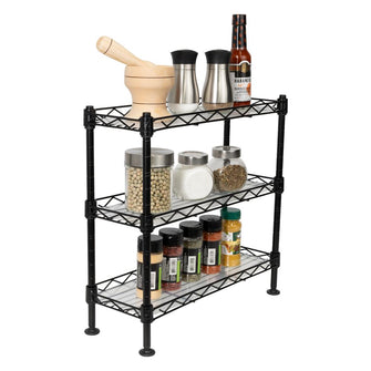 Organizador para Especias Shelves, Negro, de Tres niveles