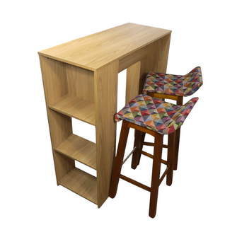 Barra de Cocina 101.5x100x40cm Madera + 2 Sillas Bar Colors