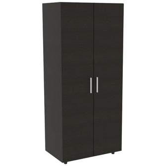 Closet Oporto, Wengue, con 2 Puertas Abatibles y Tubo Cromado Para Colgar Ropa