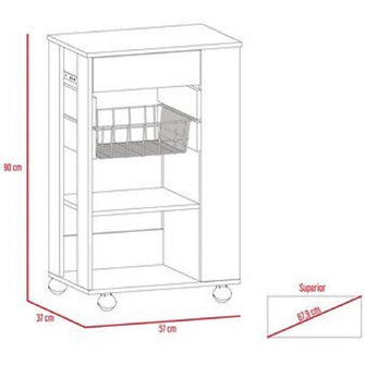 Organizador de Cocina Alhena, Blanco y Café Claro, con Entrepaños Para Ubicar Elementos de Cocina