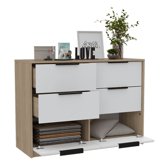 Organizador Wesley, Blanco y Beige, con Cuatro Cajones