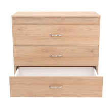 Organizador Conor, Café Claro y Blanco, con Tres Cajones Organizadores y Manijas Metálicas