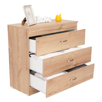 Organizador Conor, Beige y Blanco, con Tres Cajones Organizadores y Manijas Metálicas  X2
