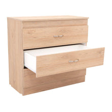 Organizador Conor, Café Claro y Blanco, con Tres Cajones Organizadores y Manijas Metálicas