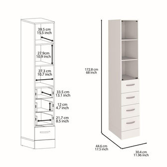 Organizador de Baño Picasso, Blanco, con Cuatro Cajones Deslizables ZF X2