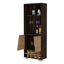 Mueble Multiusos Orus, Caoba y Miel, con Espacio Para Botellas y Porta Copas