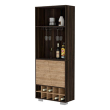 Mueble Multiusos Orus, Caoba y Miel, con Espacio Para Botellas y Porta Copas