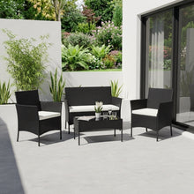 Juego de Sala Exterior Zafiro, Negro y Blanco, con Dos Sillas de una Plaza y una Silla de Dos Plazas