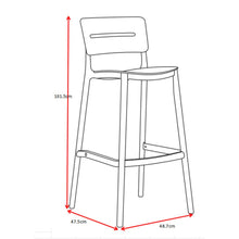 Set de 4 Sillas para Bar Manila, Negro, con Espaldar Rectangular y Diseño Moderno