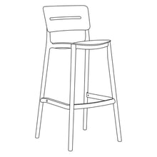 Set de 4 Sillas para Bar Manila, Negro, con Espaldar Rectangular y Diseño Moderno