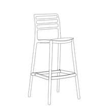 Set de 2 Sillas para Bar Palawan, Negro, con Espaldar Abierto y Diseño Minimalista