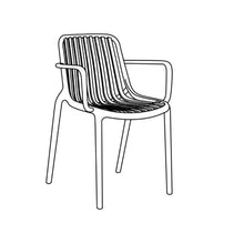 Set de 4 Sillas Parma, Negro, con Espaldar en Rayas y Diseño Minimalista
