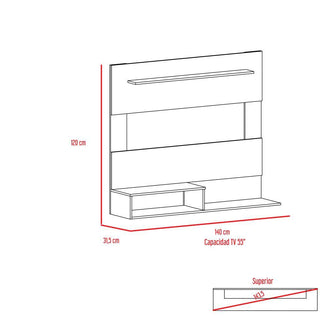 Panel de Tv Ascher, Wengue, con Espacio Para Televisor de Hasta 55 Pulgadas