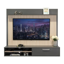 Panel de Tv Hober, Plata Oscuro y Bardolino, con Espacio Para Televisor desde 55" hasta 70"