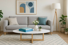 Mesa De Centro Ovalada Roma (30x120x60) Blanca.