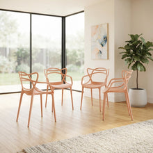 Set de 4 Sillas Palermo, Color Mandarina, con Espaldar y Diseño Moderno