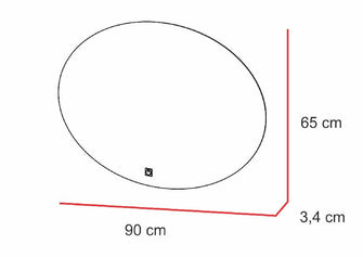 Espejo Ovalado Oval, Gris, con Luz Led y Botón Touch