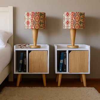 Set X 2 Mesas De Noche Dreams 50x45x30cm Blanca Con Puerta