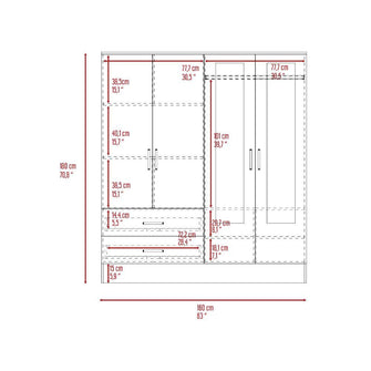 Closet Quiles, Humo y Wengue, con Dos Espejos y Cuatro Puertas Abatibles    ZF