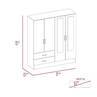 Closet Quiles, Humo y Wengue, con Dos Espejos y Cuatro Puertas Abatibles    ZF