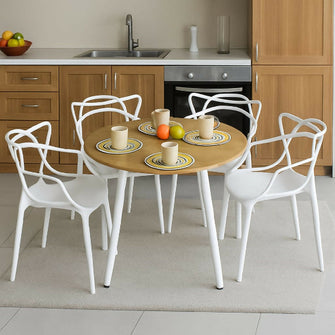 Comedor Redondo 4p 5x80x80cm Vienes + 4 Sillas Solna