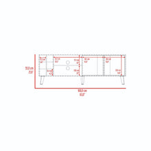 Mesa para TV Lannez, Blanco Duqueza y Fresno Europeo, con dos puertas abatibles 65"