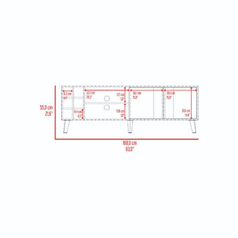 Mesa para TV Lannez, Blanco Duqueza y Fresno Europeo, con dos puertas abatibles 65"