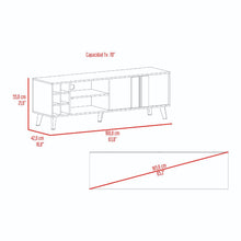Mesa para TV Lannez, Blanco Duqueza y Fresno Europeo, con dos puertas abatibles 65"