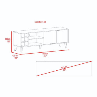 Mesa para TV Lannez, Blanco Duqueza y Fresno Europeo, con dos puertas abatibles 65"