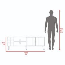 Mesa para TV Lannez, Blanco Duqueza y Fresno Europeo, con dos puertas abatibles 65"