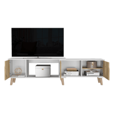 Mesa Para Tv Nordy, Blanco y Café Claro, Para Televisor de 50 Pulgadas