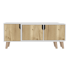 Mesa Para Tv Nordy, Blanco y Café Claro, Para Televisor de 50 Pulgadas