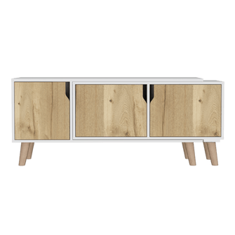 Mesa Para Tv Nordy, Blanco y Café Claro, Para Televisor de 50 Pulgadas