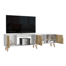 Mesa Para Tv Nordy, Blanco y Café Claro, Para Televisor de 50 Pulgadas