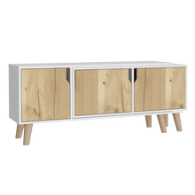 Mesa Para Tv Nordy, Blanco y Café Claro, Para Televisor de 50 Pulgadas