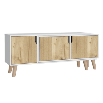 Mesa Para Tv Nordy, Blanco y Café Claro, Para Televisor de 50 Pulgadas