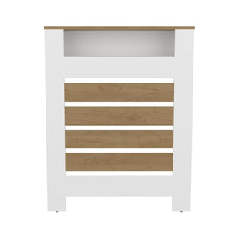 Cubierta para Radiador Mistral, Blanco Duqueza y Fresno Europeo, cuenta con espacio para colocar objetos decorativos ZF