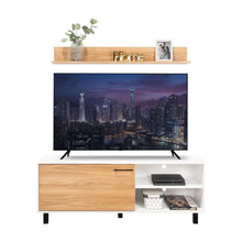 Mesa Para Tv Bryce, Blanco Duqueza y Fresno Europeo, Para Televisor Hasta 60 Pulgadas