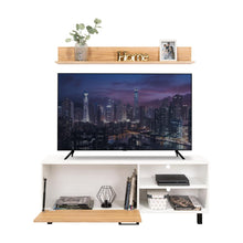 Mesa Para Tv Bryce, Blanco Duqueza y Fresno Europeo, Para Televisor Hasta 60 Pulgadas