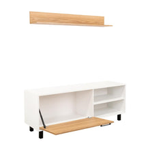 Mesa Para Tv Bryce, Blanco Duqueza y Fresno Europeo, Para Televisor Hasta 60 Pulgadas