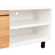 Mesa Para Tv Bryce, Blanco Duqueza y Fresno Europeo, Para Televisor Hasta 60 Pulgadas