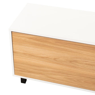 Mesa Para Tv Bryce, Blanco Duqueza y Fresno Europeo, Para Televisor Hasta 60 Pulgadas