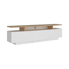 Mesa Para Tv Serena, Blanco Duqueza y Fresno Europeo, Para Televisor Hasta 65"