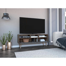 Mesa para TV Raichel, Nogal y Plata Oscuro, para Televisor de 60 Pulgadas
