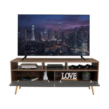 Mesa para TV Raichel, Nogal y Plata Oscuro, para Televisor de 60 Pulgadas