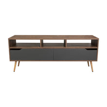 Mesa para TV Raichel, Nogal y Plata Oscuro, para Televisor de 60 Pulgadas