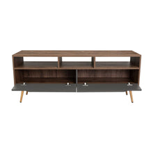 Mesa para TV Raichel, Nogal y Plata Oscuro, para Televisor de 60 Pulgadas