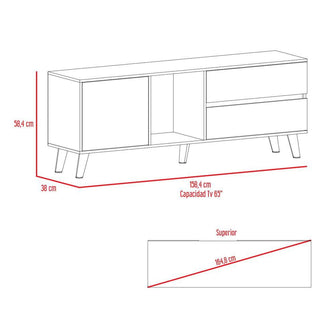 Mesa Para Tv Nashira, Nogal y Plata Oscuro, con Espacio Para Televisor de Hasta 65 Pulgadas