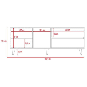 Mesa Para Tv Nashira, Nogal y Plata Oscuro, con Espacio Para Televisor de Hasta 65 Pulgadas